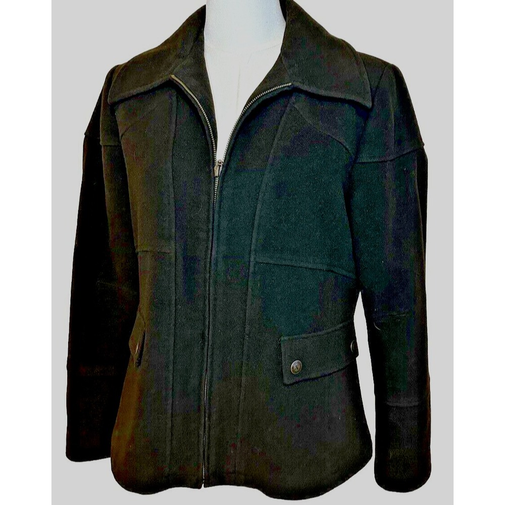 Kristen Blake Womens Black Wool Blend Jacket/Coat Satin Lining‎ Sz Small